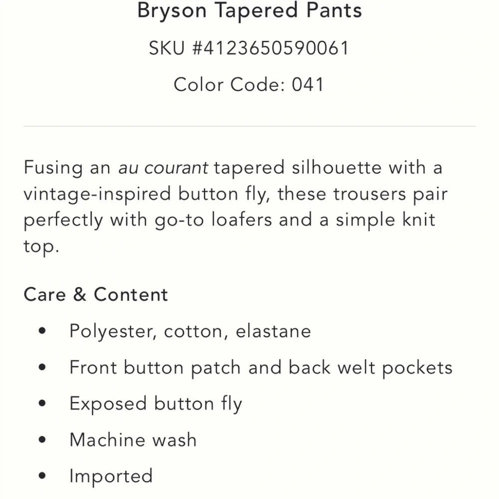 New by Anthropologie Bryson Tapered Pant Trouser Navy Blue Size 4 Office ANTHRO - Picture 10 of 10